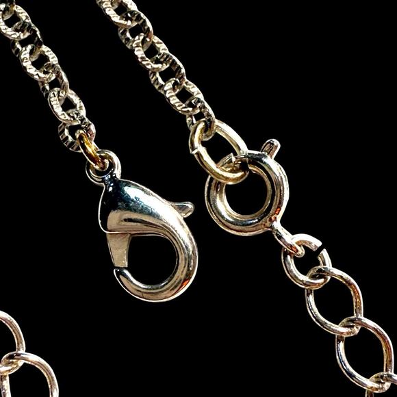 VTG Avon Silver Plate Filigree Cabochon AB Rhinstone Y Drop Lavaliere Necklace - Picture 14 of 16